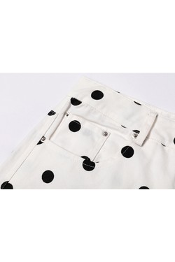 1358#-BLANC À POIS NOIR