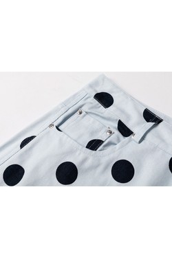 1358#-BLANC À POIS NOIR