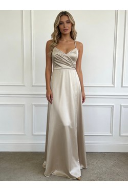 6839 ROBE EN SATIN-ROUGE