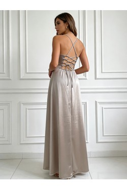 6839 ROBE EN SATIN-ROUGE