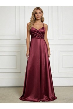 6839 ROBE EN SATIN-ROUGE