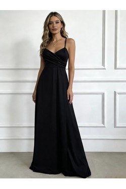 6839 ROBE EN SATIN-ROUGE