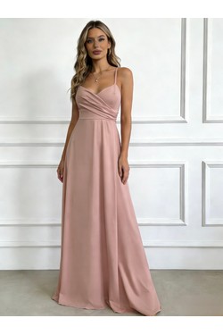 6839 ROBE EN SATIN-ROUGE