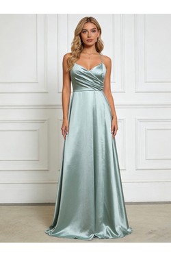 6839 ROBE EN SATIN-ROUGE