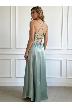 6839 ROBE EN SATIN-ROUGE