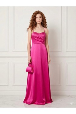 6839 ROBE EN SATIN-ROUGE