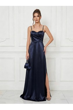 6839 ROBE EN SATIN-ROUGE