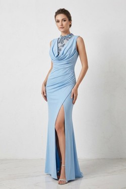 6831 Robes longue-BLEU CIEL