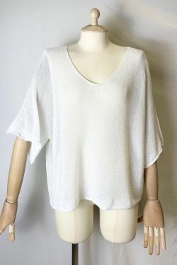 CT620 KIMONO V NECK UNIE-ABRICOT