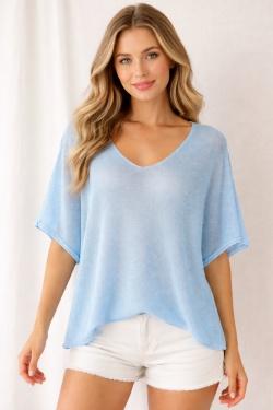 CT620 KIMONO V NECK UNIE-ABRICOT