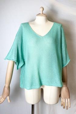 CT620 KIMONO V NECK UNIE-ABRICOT