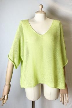 CT620 KIMONO V NECK UNIE-ABRICOT
