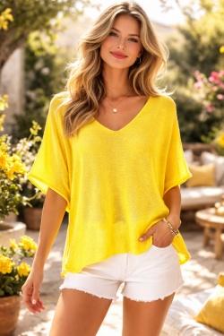 CT620 KIMONO V NECK UNIE-ABRICOT