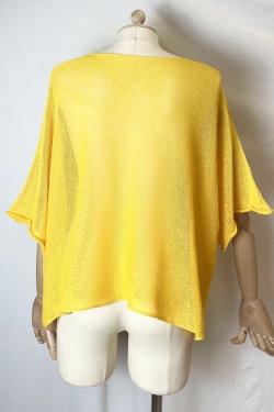 CT620 KIMONO V NECK UNIE-ABRICOT