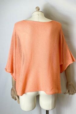 CT620 KIMONO V NECK UNIE-ABRICOT