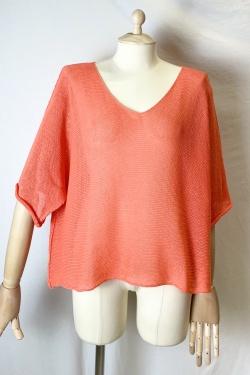 CT620 KIMONO V NECK UNIE-ABRICOT