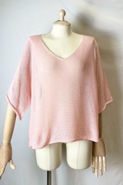 CT620 KIMONO V NECK UNIE-ABRICOT