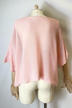 CT620 KIMONO V NECK UNIE-ABRICOT