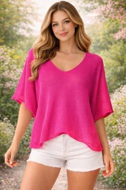 CT620 KIMONO V NECK UNIE-ABRICOT