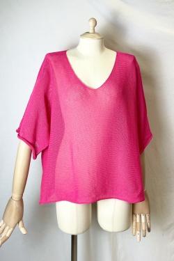 CT620 KIMONO V NECK UNIE-ABRICOT