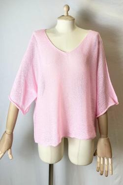 CT620 KIMONO V NECK UNIE-ABRICOT