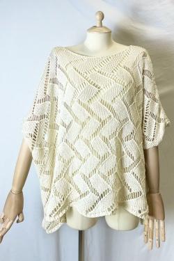 CT620 CROCHET PULLS KIMONO-CORAIL