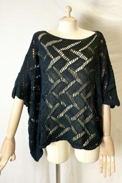 CT620 CROCHET PULLS KIMONO-CORAIL