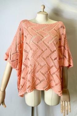 CT620 CROCHET PULLS KIMONO-CORAIL