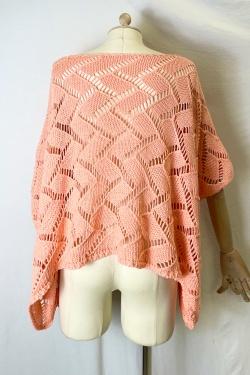 CT620 CROCHET PULLS KIMONO-CORAIL