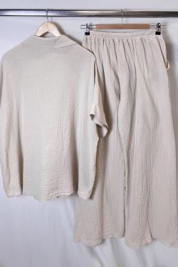 GZ100 SET AZUR RAYURES FINES BLANCHES-BEIGE