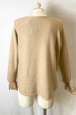 580 PETITE PULL-OVER V NECK-BEIGE