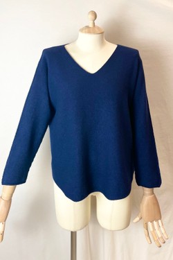 580 PETITE PULL-OVER V NECK-BEIGE