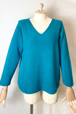 580 PETITE PULL-OVER V NECK-BEIGE