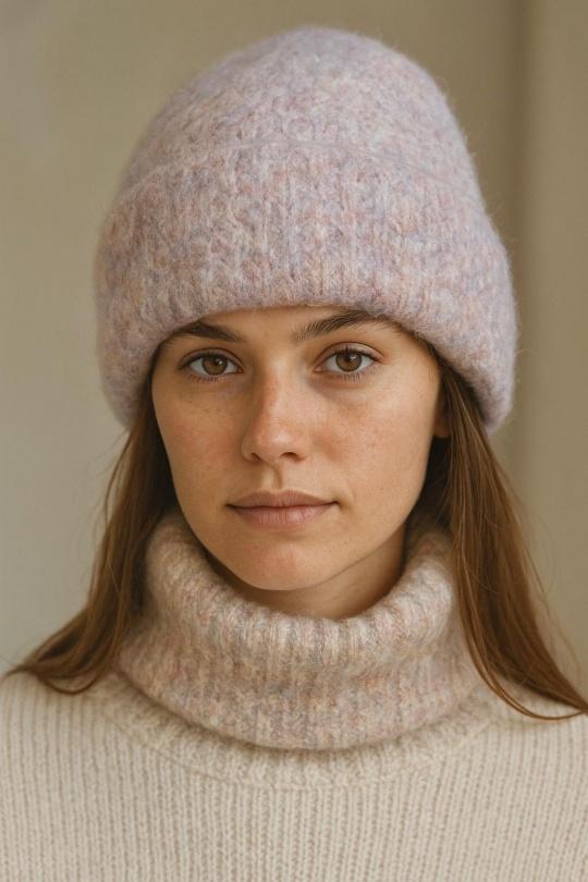 BX-27 BONNET UNI MOUCHETÉ AVEC DOUBLURE -VIOLET