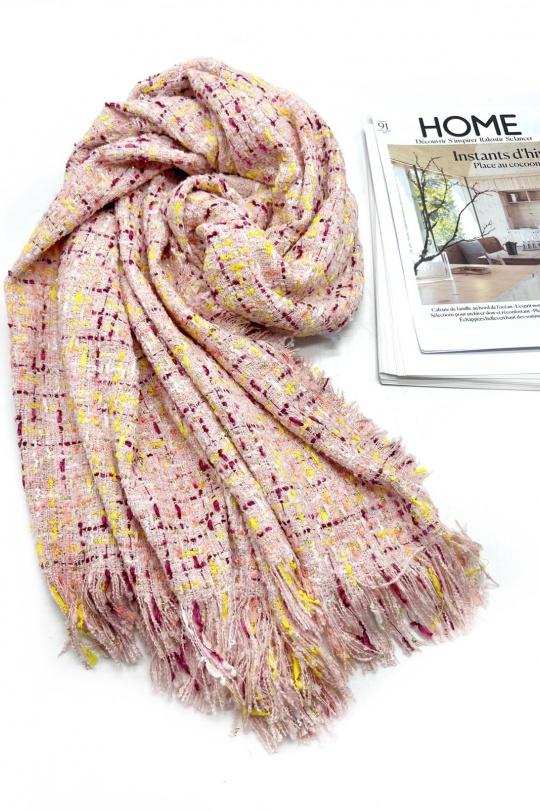HH-339 ECHARPE TWEED AVEC LUREX -ROSE