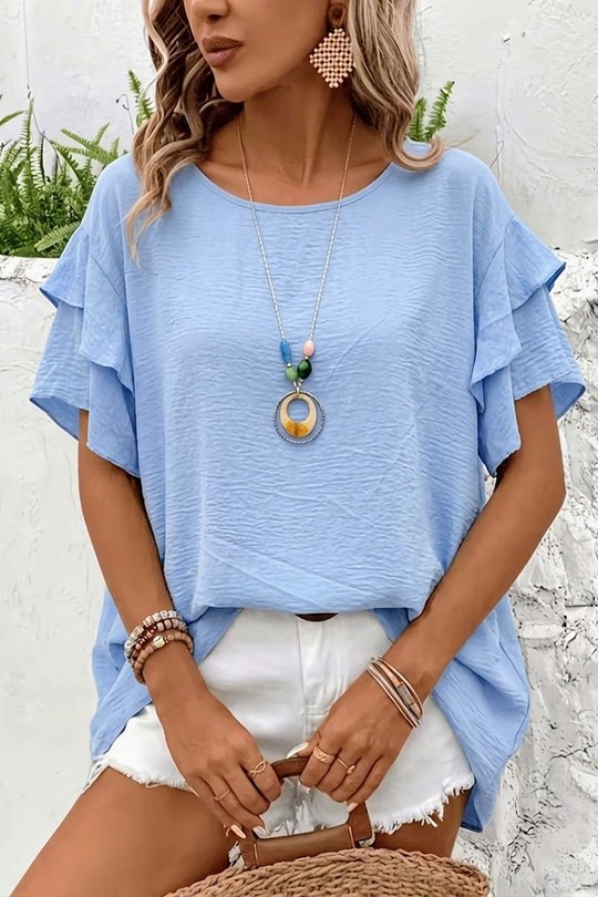 2103 Blouse-BLEU CIEL
