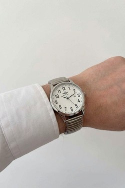 MONTRE BRACELET AVEC ÉLASTIQUE POUR HOMME FB075E A-BLANC