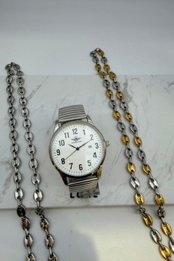 MONTRE BRACELET AVEC ÉLASTIQUE POUR HOMME FB075E A-BLANC