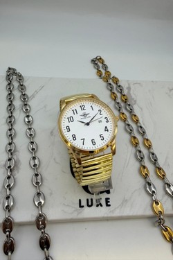 MONTRE BRACELET AVEC ÉLASTIQUE POUR HOMME FB075E O-BLANC