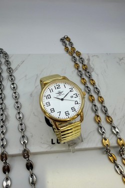 MONTRE BRACELET AVEC ÉLASTIQUE POUR HOMME FB095E O-BLANC