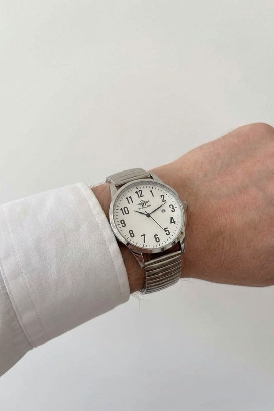 MONTRE BRACELET AVEC ÉLASTIQUE POUR HOMME FB075E A-BLANC