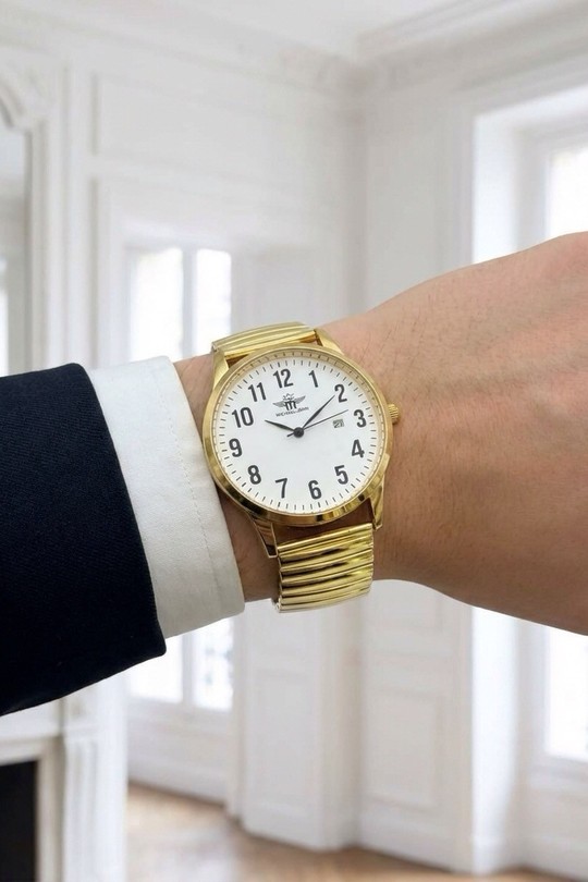 MONTRE BRACELET AVEC ÉLASTIQUE POUR HOMME FB075E O-BLANC