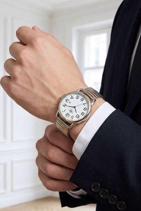 MONTRE BRACELET AVEC ÉLASTIQUE POUR HOMME FB095E A-BLANC