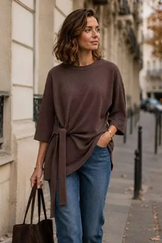 MT-Blouse Aurore-MARRON FONCÉ