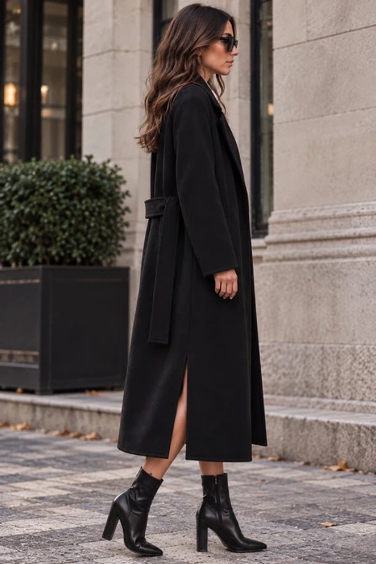 MT-Manteaux long avec ceinture.-NOIR-NOIR