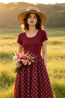 Robe à Pois Chic-ROUGE