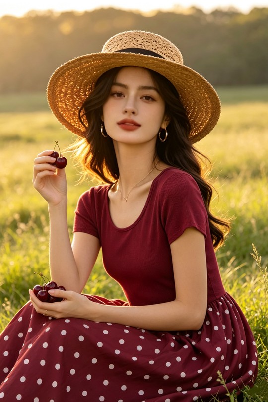Robe à Pois Chic-ROUGE
