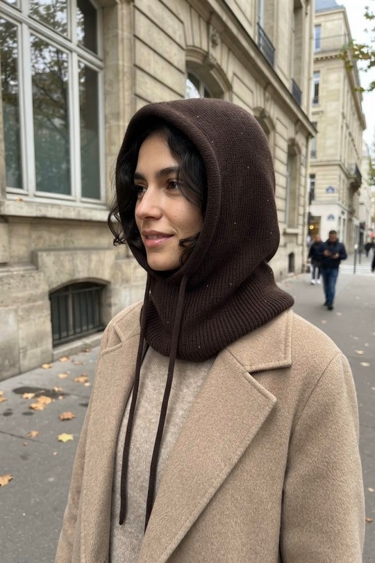 #9076-Cagoule-BEIGE, BORDEAUX, CHOCOLAT, NOIR