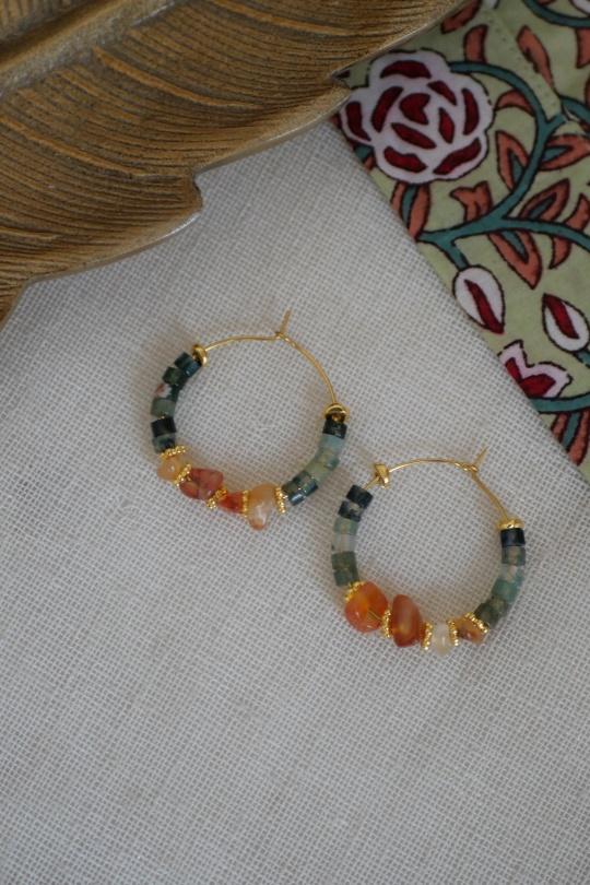 BOUCLES DOREILLES PARVATI PIERRES AU CHOIX-ORANGE