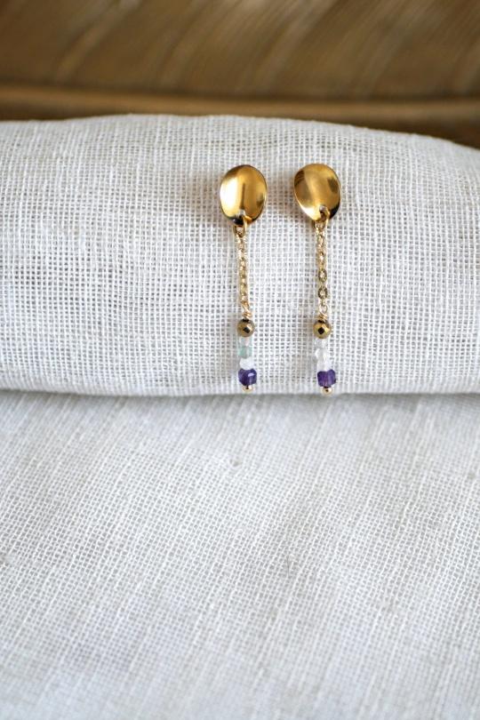 BOUCLES DOREILLLES MEERA FLUORITE-MULTICOLORE